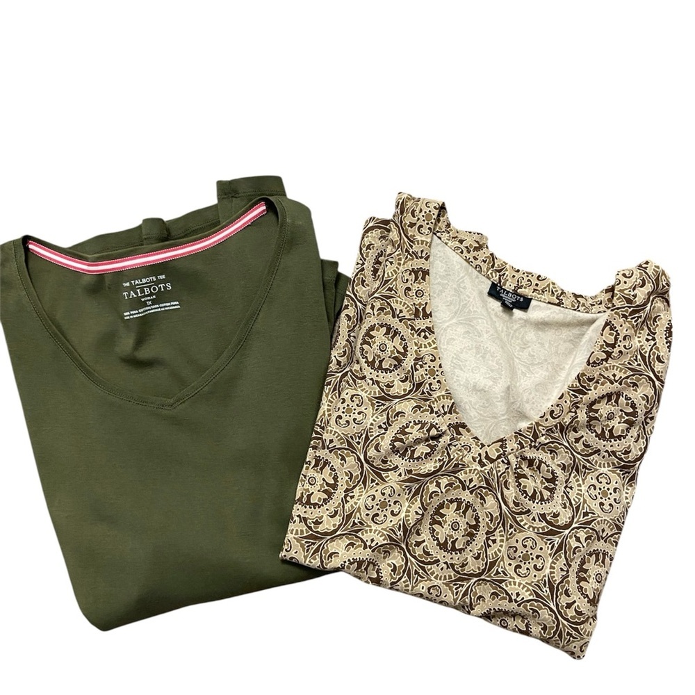 Talbots 2 piece bundle v neck tops casual long sleeve tee 1X